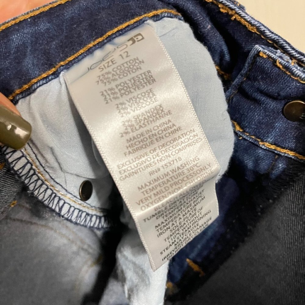 Joes Jeans Kids Girls Dark Wash Distressed Raw Hem Stretch Slim Jeans Size 12 - Picture 3 of 11